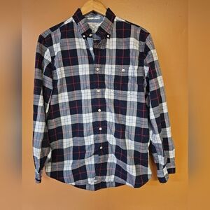 Nautica Navy and Red Plaid Button-Down Shirt